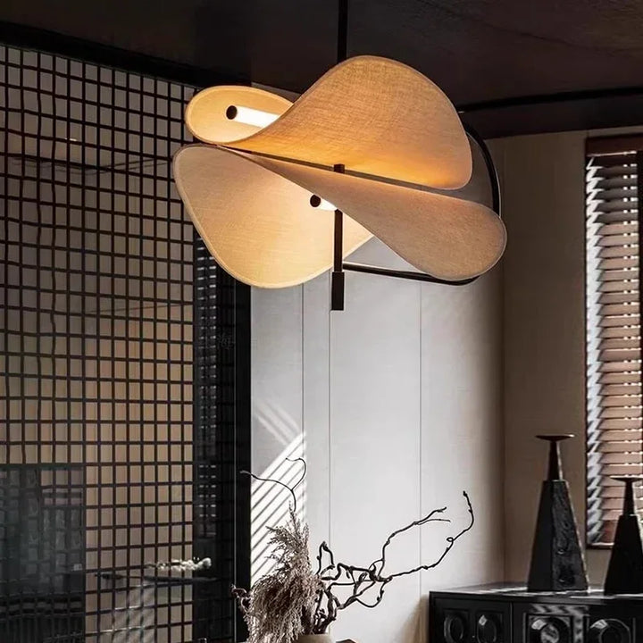 Lámpara de araña LED de tela nórdica para sala de estar, comedor, dormitorio, decoración del hogar, lámpara colgante, accesorios de iluminación interior, estilo japonés moderno.