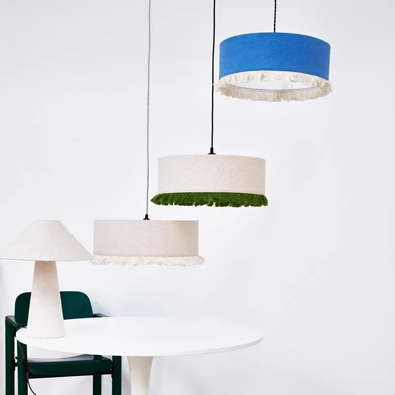 Lámpara colgante con borlas para sala de estar, dormitorio, tela japonesa, estilo vintage, para restaurante, tienda, luz de ambiente, lustre