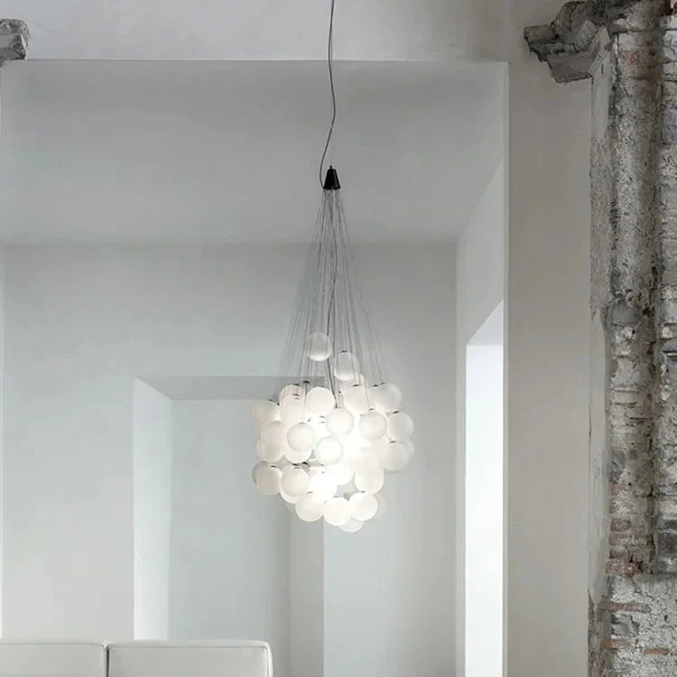 Lámpara nórdica de cristal con forma de globo, moderna, minimalista, para escalera, para sala de estar, comedor, decoración del hogar, luz colgante LED
