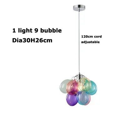 Lámpara de techo colgante con globos LED, coloridas bolas de cristal y burbujas, ideal para la decoración del hogar en sala de estar, dormitorio o cualquier espacio.