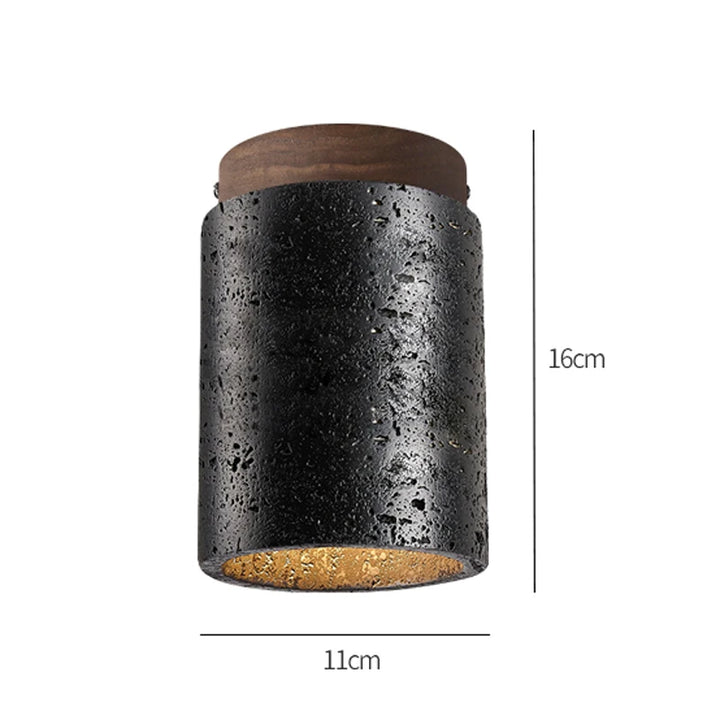 Lámpara de techo premium de diseño creativo de piedra natural negra para balcón, pasillo, escalera, iluminación LED, sala Wabi Sabi, restaurante