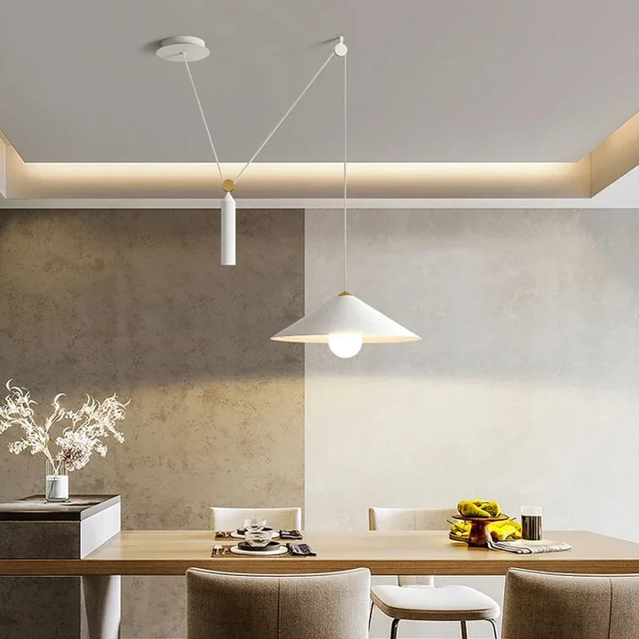 Lámpara colgante nórdica negra extraíble, lámpara de cono LED minimalista, lámpara de suspensión para restaurante, lámpara de comedor LED con personalidad para cocina