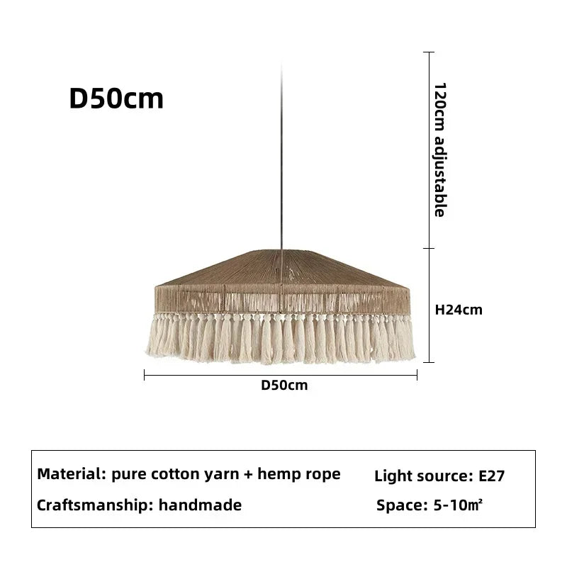 Lámpara colgante retro bohemia de cuerda de cáñamo nórdica, hecha a mano, para sala de estar, dormitorio, restaurante, decoración del hogar