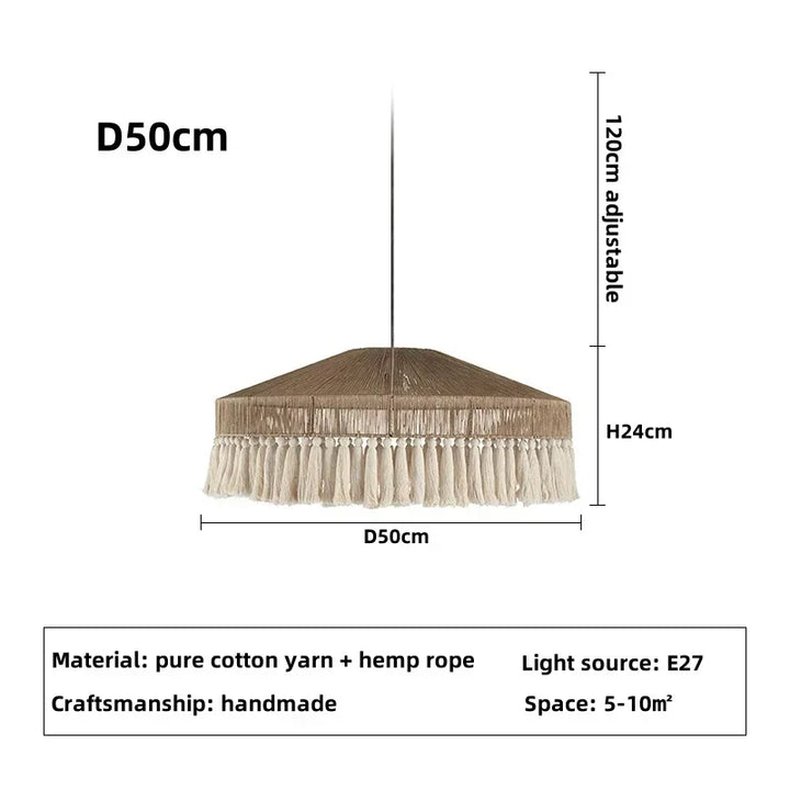 Lámpara colgante retro bohemia de cuerda de cáñamo nórdica, hecha a mano, para sala de estar, dormitorio, restaurante, decoración del hogar