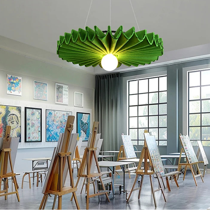 Lámpara de techo acústica inspirada en girasoles, lámpara colgante de fieltro que absorbe el sonido, soporte E27 para sala de estar, restaurantes y decoración.