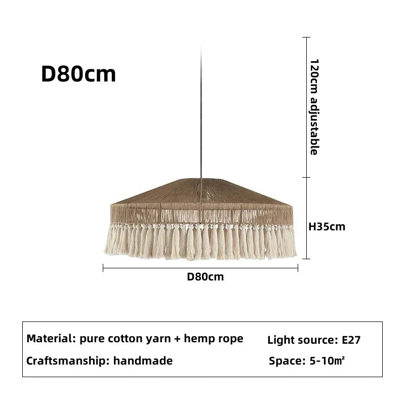 Lámpara colgante retro bohemia de cuerda de cáñamo nórdica, hecha a mano, para sala de estar, dormitorio, restaurante, decoración del hogar