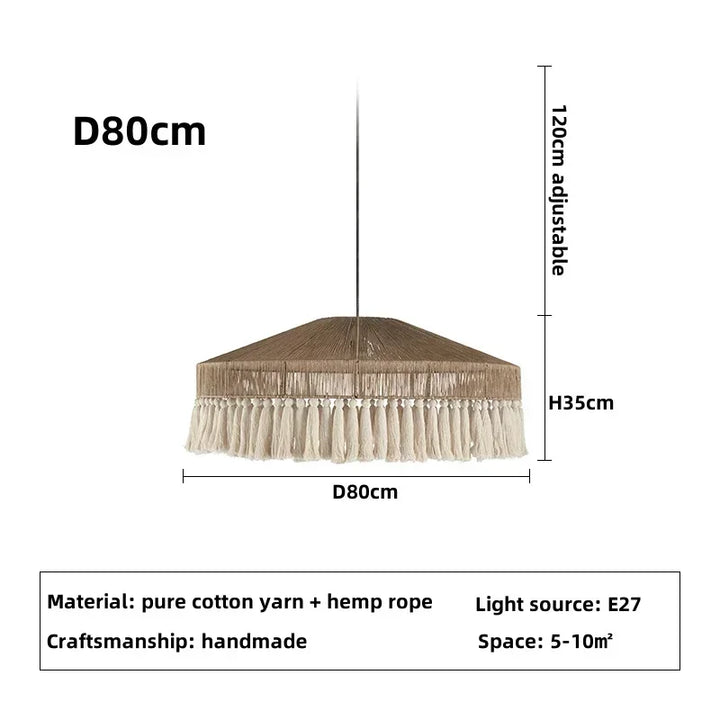 Lámpara colgante retro bohemia de cuerda de cáñamo nórdica, hecha a mano, para sala de estar, dormitorio, restaurante, decoración del hogar