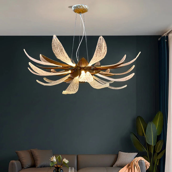 Lámpara colgante de cristal de lujo para sala de estar, comedor, villa, mesa de cocina, lámpara colgante de diseño creativo de cobre con forma de diente de león.