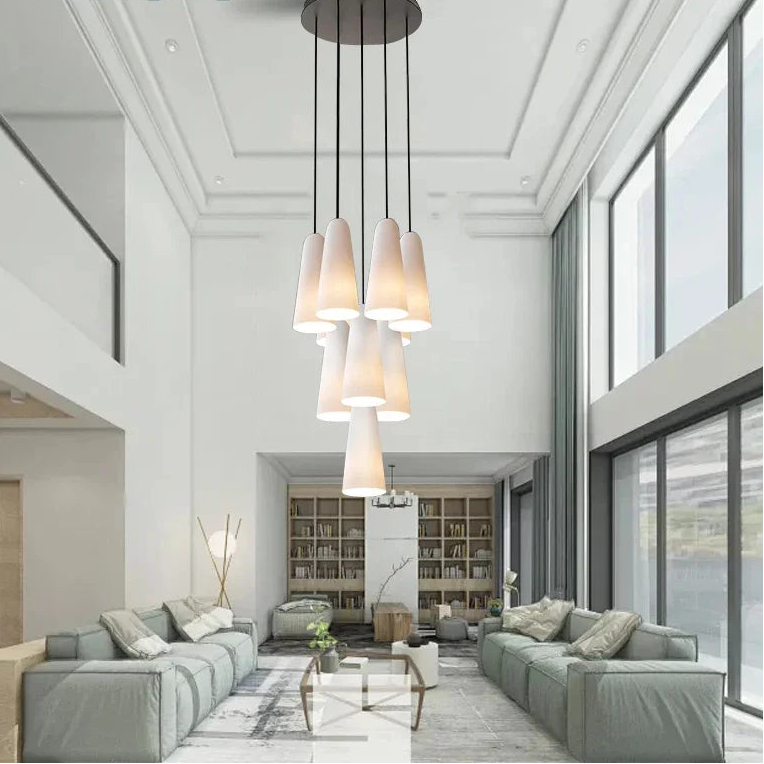 Obtenga esta lámpara de techo con copa de vidrio blanco para crear un ambiente elegante en su habitación. Lámpara colgante de lujo nórdica para sala de estar.