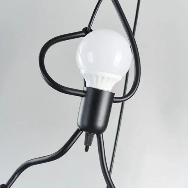 Lámpara de techo LED de estilo moderno con diseño de hombrecito de hierro vintage, para decoración del hogar, sala de estar, dormitorio infantil, color negro, E27