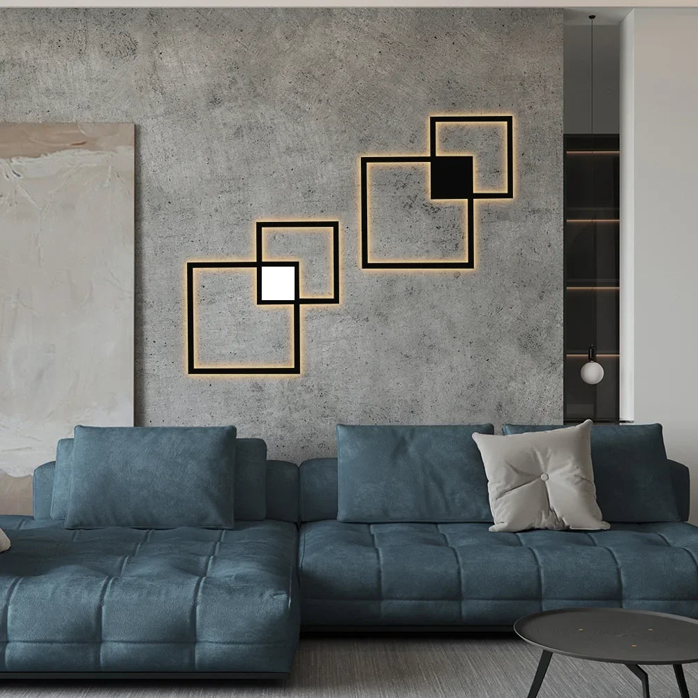 Lámpara de pared cuadrada con luz atenuable y accesorios de iluminación sencillos, lámpara LED para dormitorio, sala de estar, decoración de pared, fondo claro