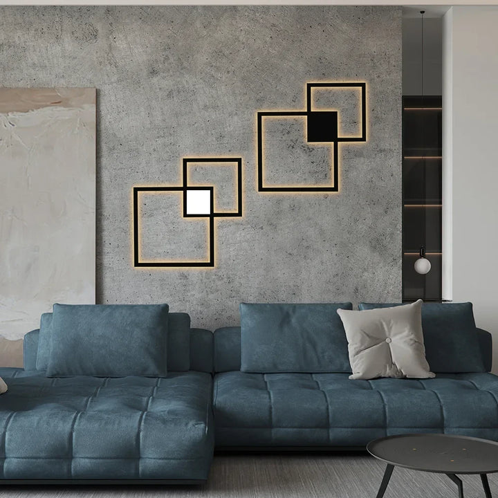 Lámpara de pared cuadrada con luz atenuable y accesorios de iluminación sencillos, lámpara LED para dormitorio, sala de estar, decoración de pared, fondo claro