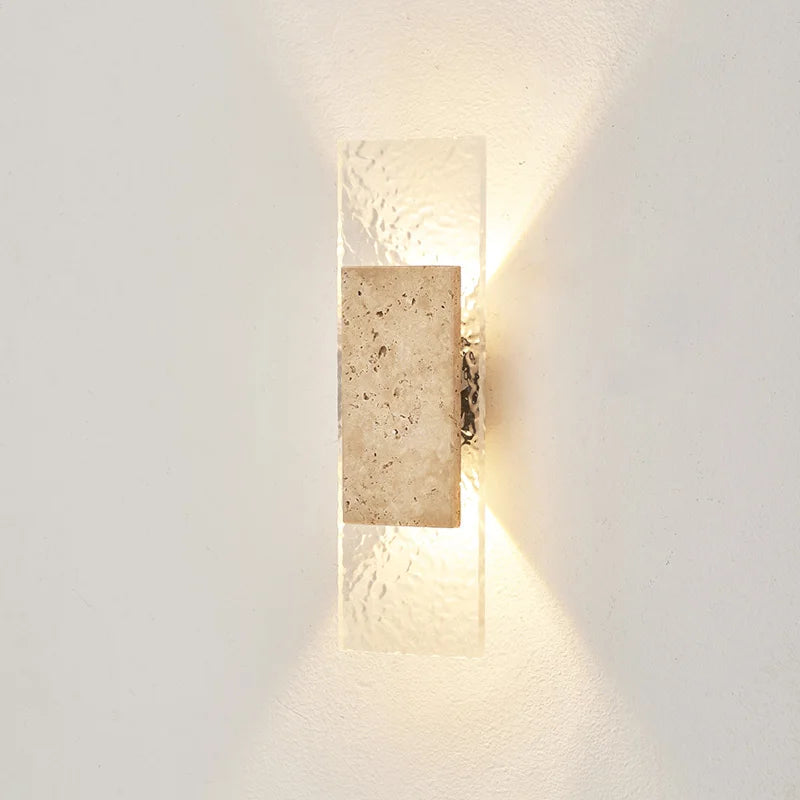 Lámparas de pared impermeables para exteriores, tiras de luces de pared de piedra natural y vidrio, lámpara de pared LED de 18 W, accesorios de iluminación exterior para dormitorio