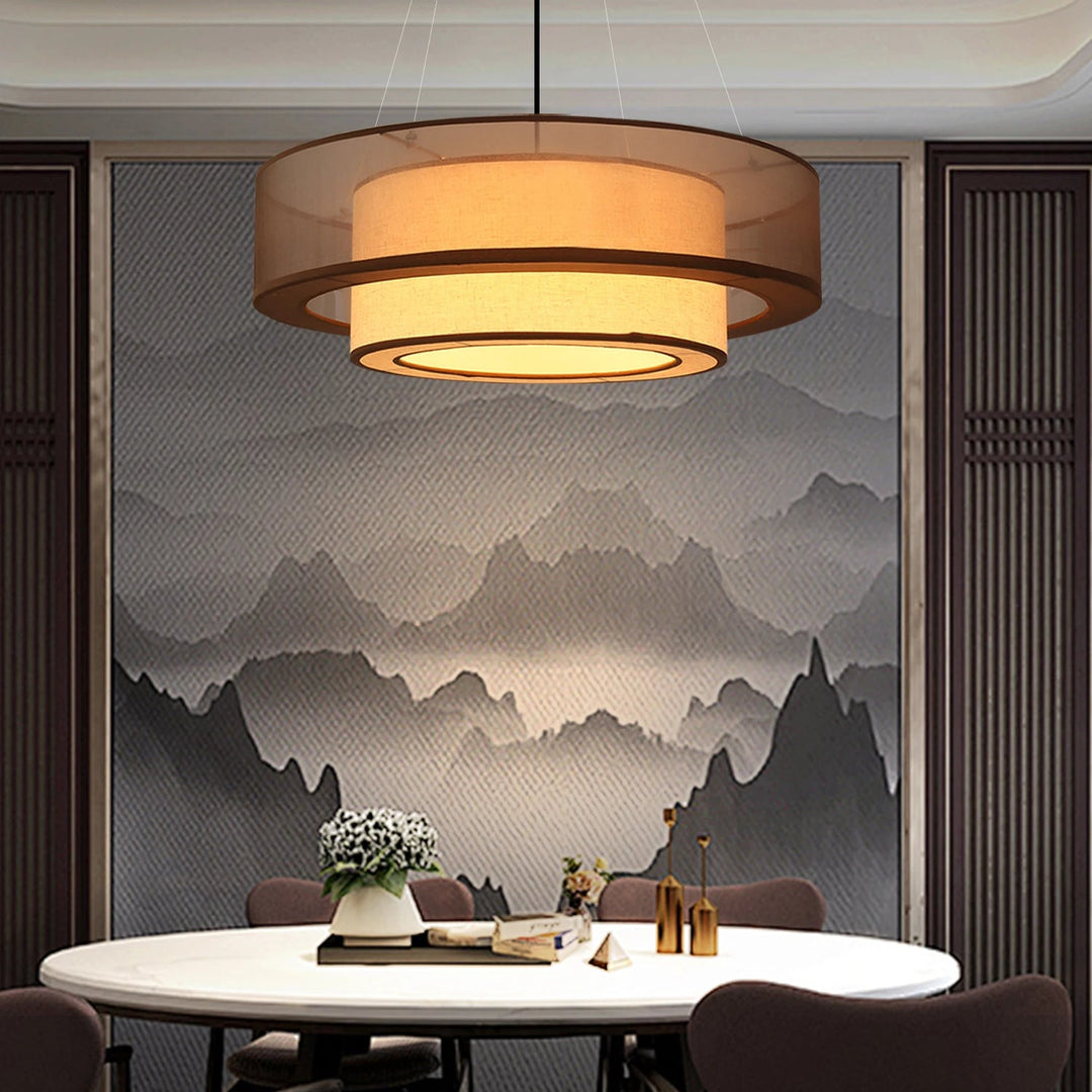 Lámpara colgante LED de seda de tela de lujo estilo chino moderno para alojamiento familiar, lámpara forjada para vestíbulo de hotel, decoración del hogar, candelabro