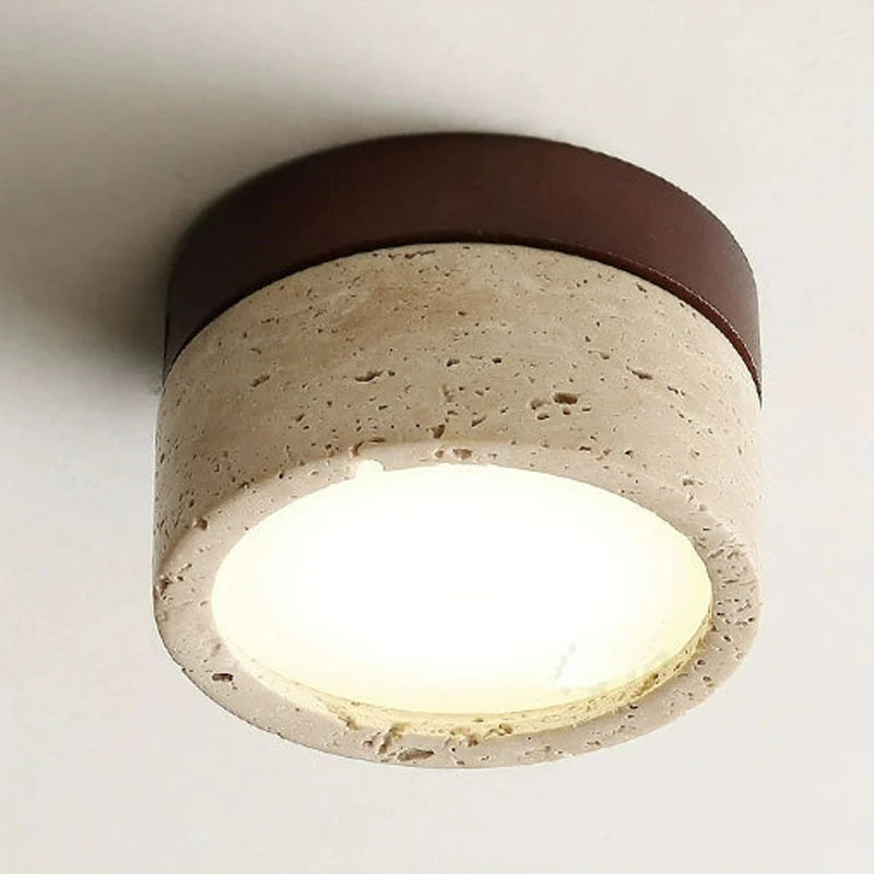 Lámpara de techo LED de piedra japonesa Wabi Sabi, color crema, para sala de estar, restaurante, pasillo, dormitorio, decoración de habitaciones, luces empotradas.
