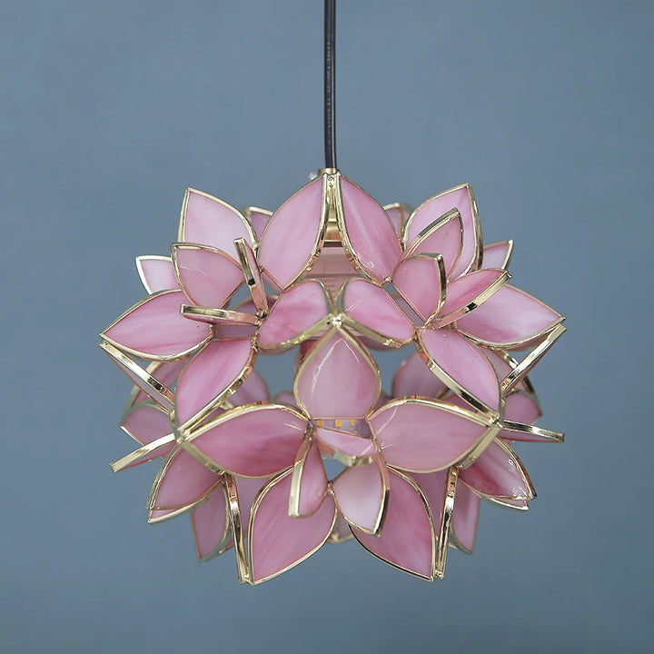 Lámpara colgante nórdica de cobre con forma de flor para dormitorio, comedor, sala de estar, luz colgante LED de cristal, luminaria para cocina, lámpara colgante, accesorios