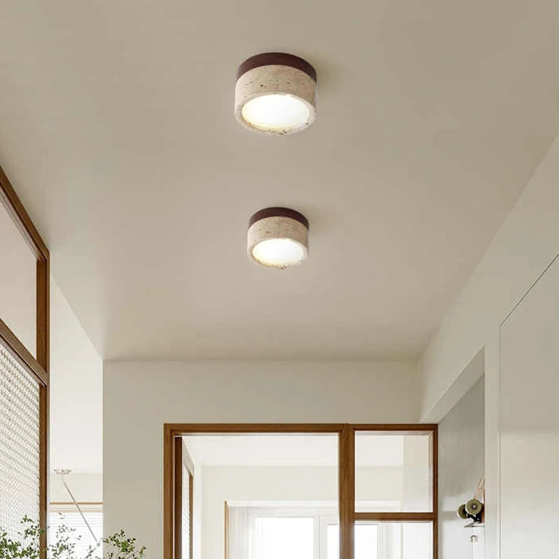 Lámpara de techo LED de piedra japonesa Wabi Sabi, color crema, para sala de estar, restaurante, pasillo, dormitorio, decoración de habitaciones, luces empotradas.