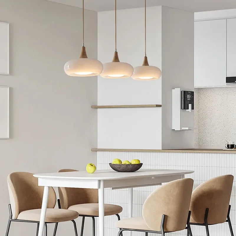 Lámparas colgantes retro japonesas, candelabro de cristal de madera de Corea, luces LED para sala de estar, cafetería, bar, decoración del hogar, luces de ambiente