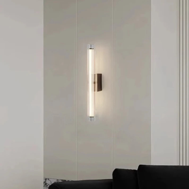 Lámpara de pared minimalista moderna para sala de estar, dormitorio, mesita de noche, hotel, diseño nórdico creativo, apliques largos de cristal, luz de pared, decoración del hogar