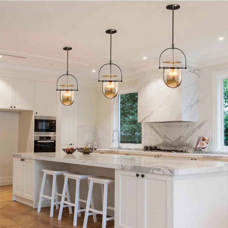 Lámpara colgante de cristal escandinavo, lámpara de techo vintage para comedor, bar y dormitorio.