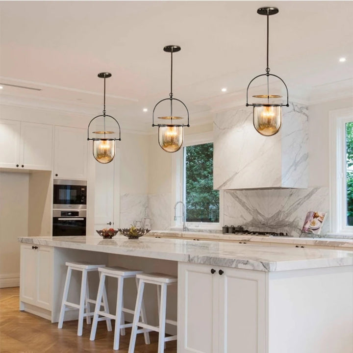 Lámpara colgante de cristal escandinavo, lámpara de techo vintage para comedor, bar y dormitorio.