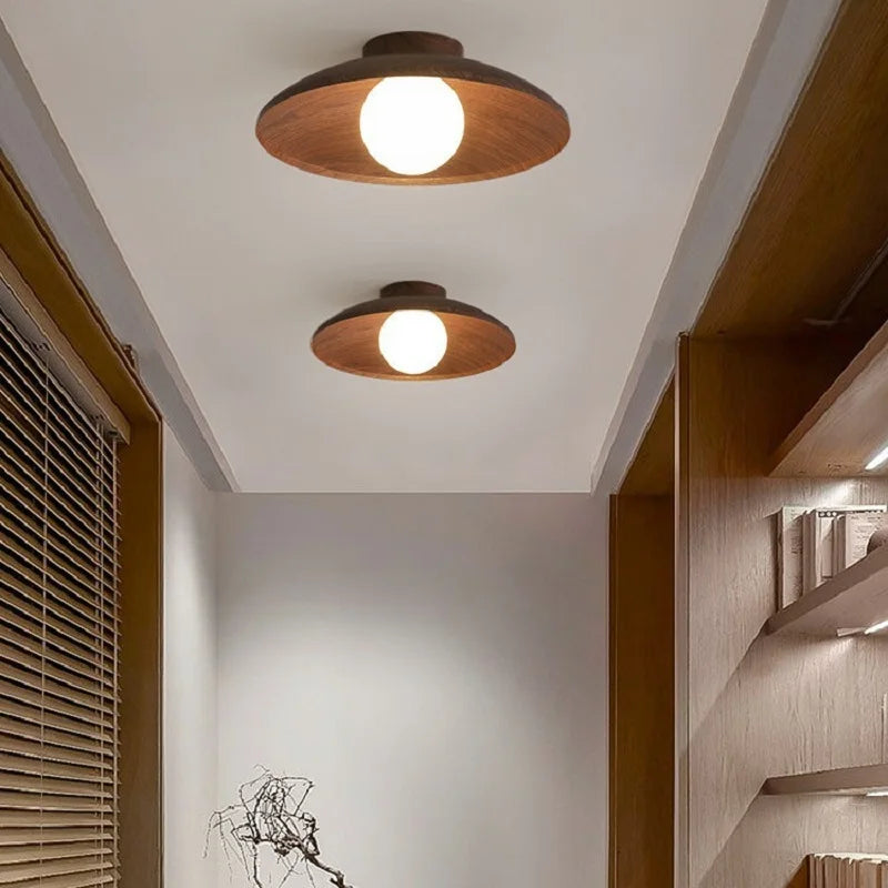 Lámpara de techo LED Wabi Sabi Retro Iron - Madera - Interruptor de pared con atenuación tricolor para pasillo y balcón