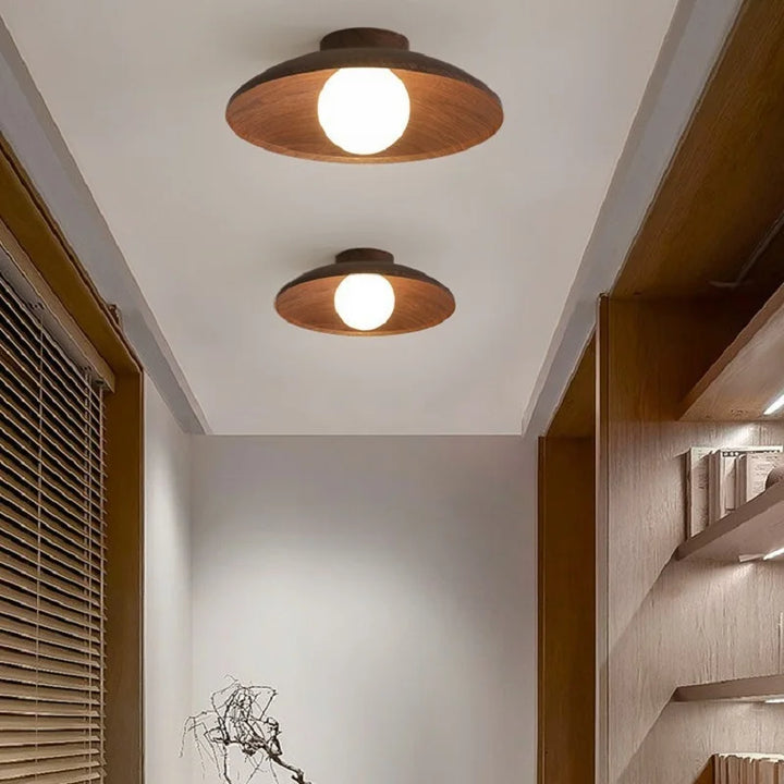 Lámpara de techo LED Wabi Sabi Retro Iron - Madera - Interruptor de pared con atenuación tricolor para pasillo y balcón