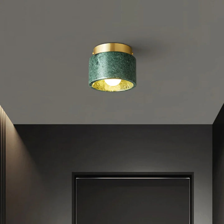 Lámpara de techo de mármol italiano para sala de estar, dormitorio, pasillo, piedra blanca y verde de lujo