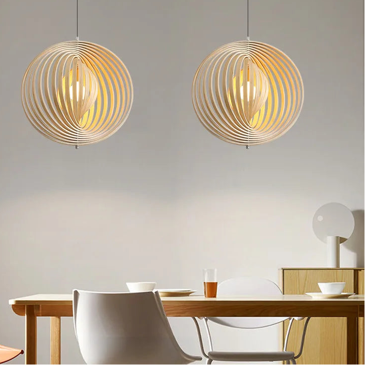 Lámparas colgantes LED circulares giratorias de madera Wabi-sabi para balcón, sala de estar, dormitorio, decoración del hogar, accesorio de iluminación.