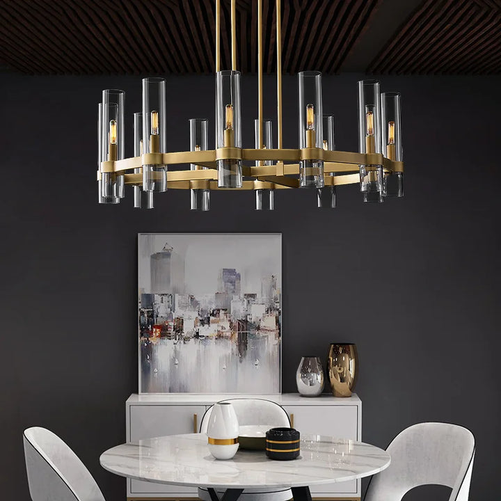 Luminarias minimalistas de cristal transparente para salón de estilo posmoderno y lujoso. Decoración para hoteles, restaurantes y hoteles privados (E14).