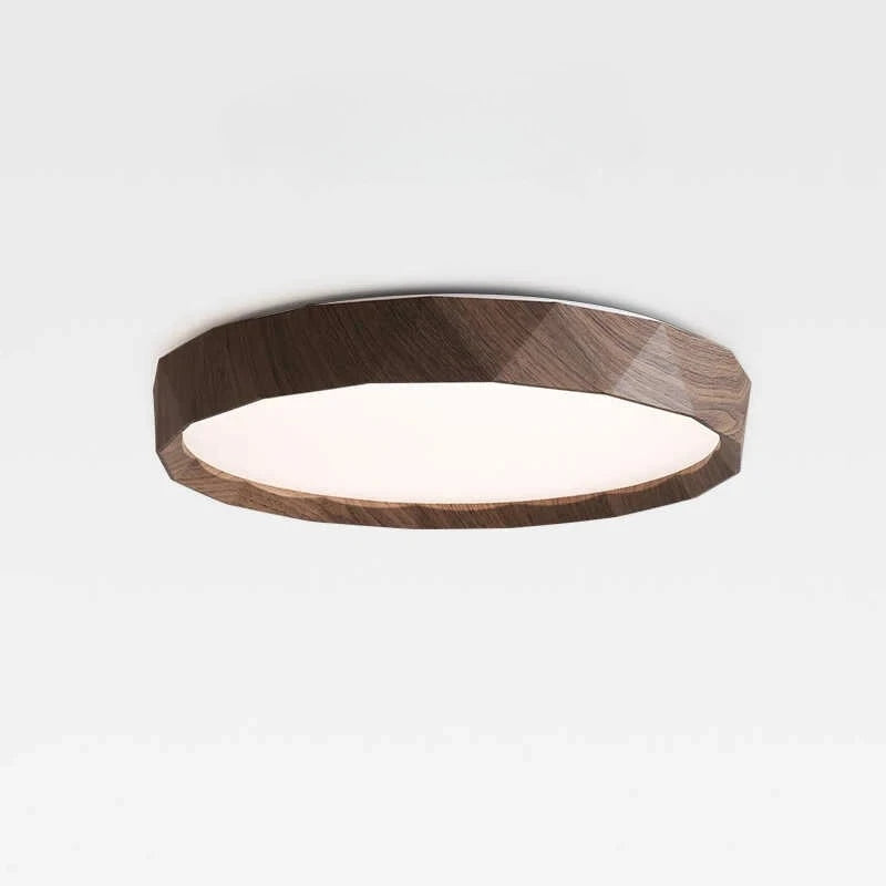 Lámpara de techo nórdica de color nogal, retro y minimalista, circular y minimalista, con protección ocular para dormitorio.