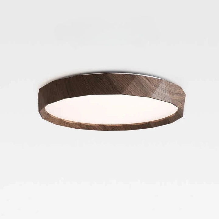 Lámpara de techo nórdica de color nogal, retro y minimalista, circular y minimalista, con protección ocular para dormitorio.