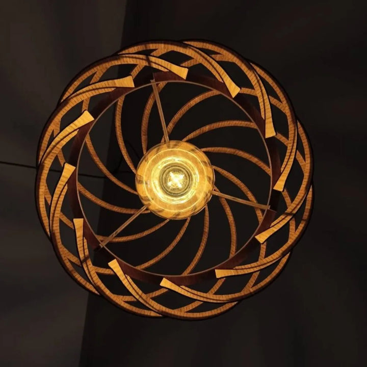 JOYINLED Lámpara colgante moderna de madera nórdica, lámpara colgante creativa en espiral para restaurante, lámpara de madera hecha a mano, iluminación interior