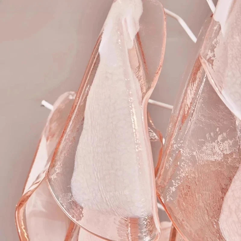 Lámpara de araña francesa retro hecha a mano de cristal con pétalos de rosa, estilo medieval americano, de lujo, para sala de estar, comedor y bar.