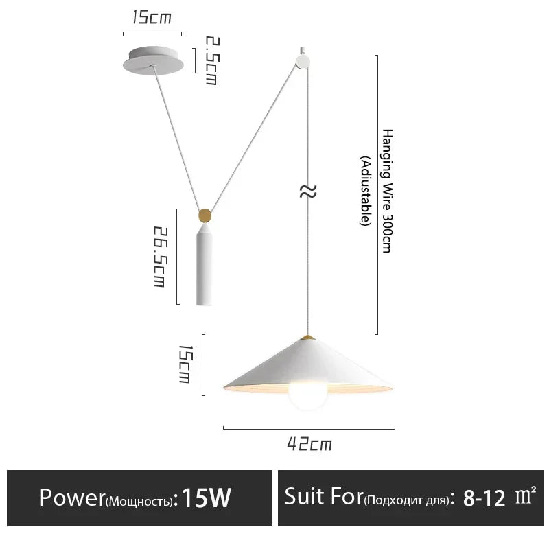 Lámpara colgante nórdica negra extraíble, lámpara de cono LED minimalista, lámpara de suspensión para restaurante, lámpara de comedor LED con personalidad para cocina