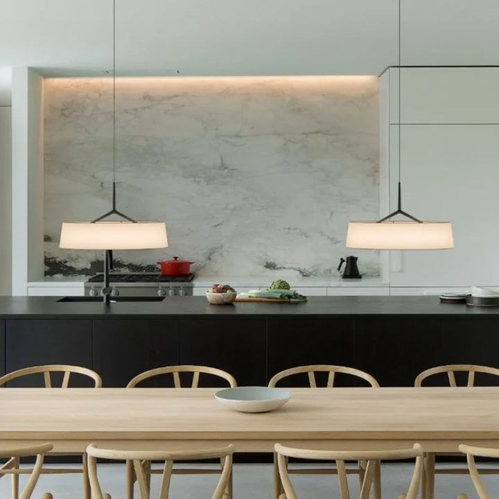 Lámpara colgante circular de tela LED minimalista, moderna, para mesa de comedor, comedor, sala de estar, dormitorio, lámpara colgante, accesorios de iluminación