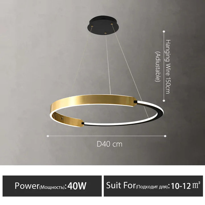 Lámpara de techo con forma de anillo para sala de estar, comedor, dormitorio, decoración nórdica para el hogar, loft, lámpara colgante LED