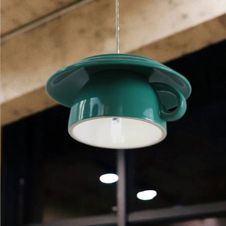 Lámpara colgante de cerámica con forma de taza, lámpara de techo moderna, lámpara colgante para cocina, comedor, bar, cafetería, decoración del hogar, accesorios de iluminación LED.
