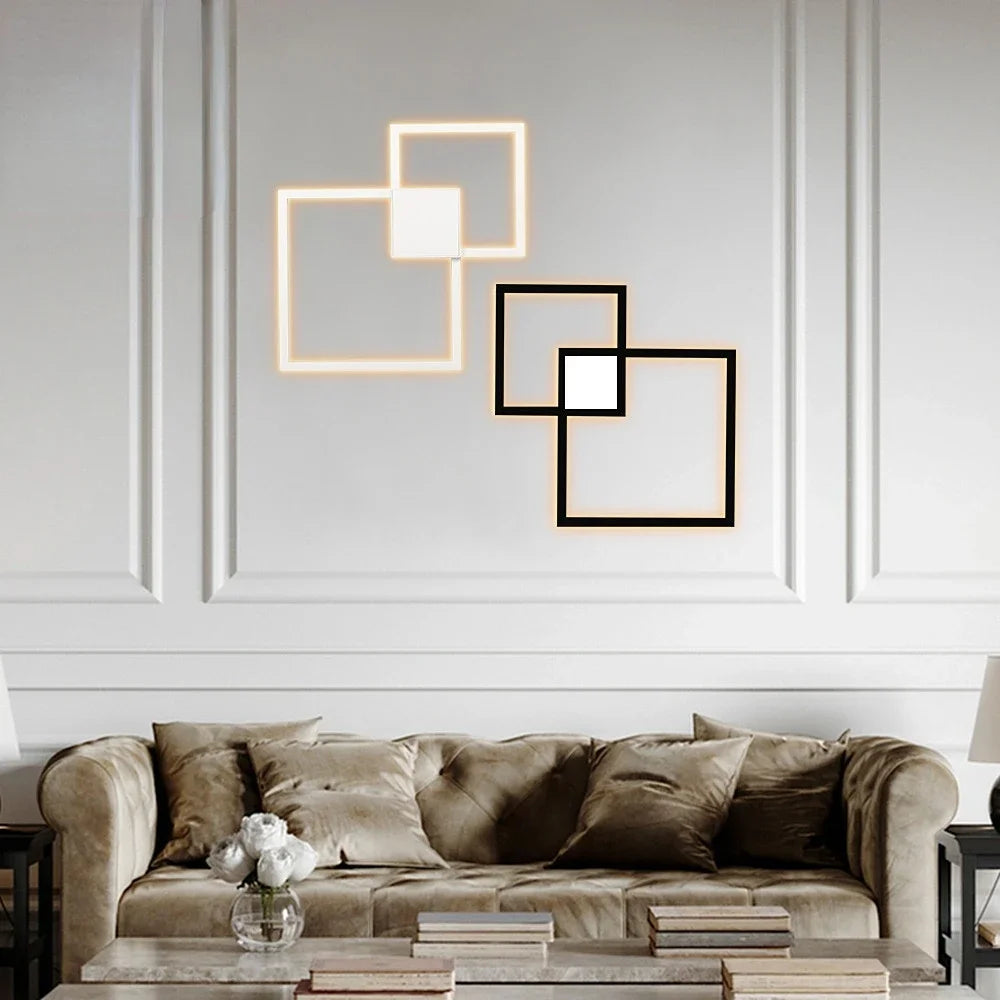 Lámpara de pared cuadrada con luz atenuable y accesorios de iluminación sencillos, lámpara LED para dormitorio, sala de estar, decoración de pared, fondo claro