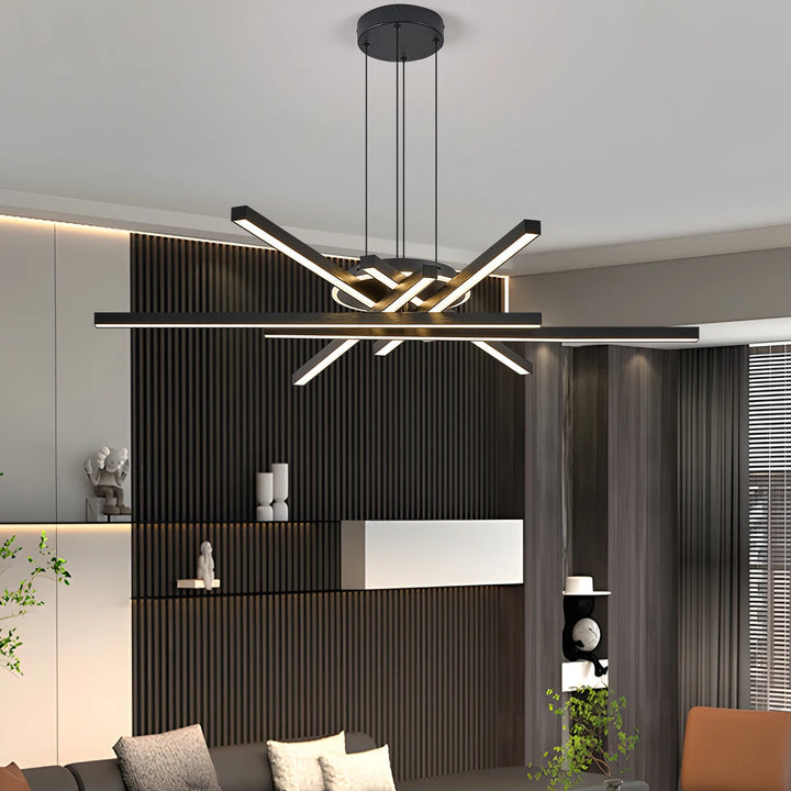 Lámpara colgante nórdica LED dorada y negra para comedor, sala de estar, mesa, decoración del hogar, escritorio, bar, iluminación