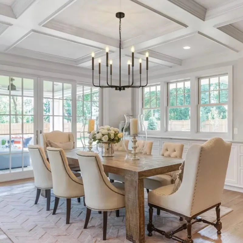 Lámpara de araña de hierro estilo retro americano con forma de vela ramificada, ideal para bar, restaurante y dormitorio, lámpara minimalista para cafetería.