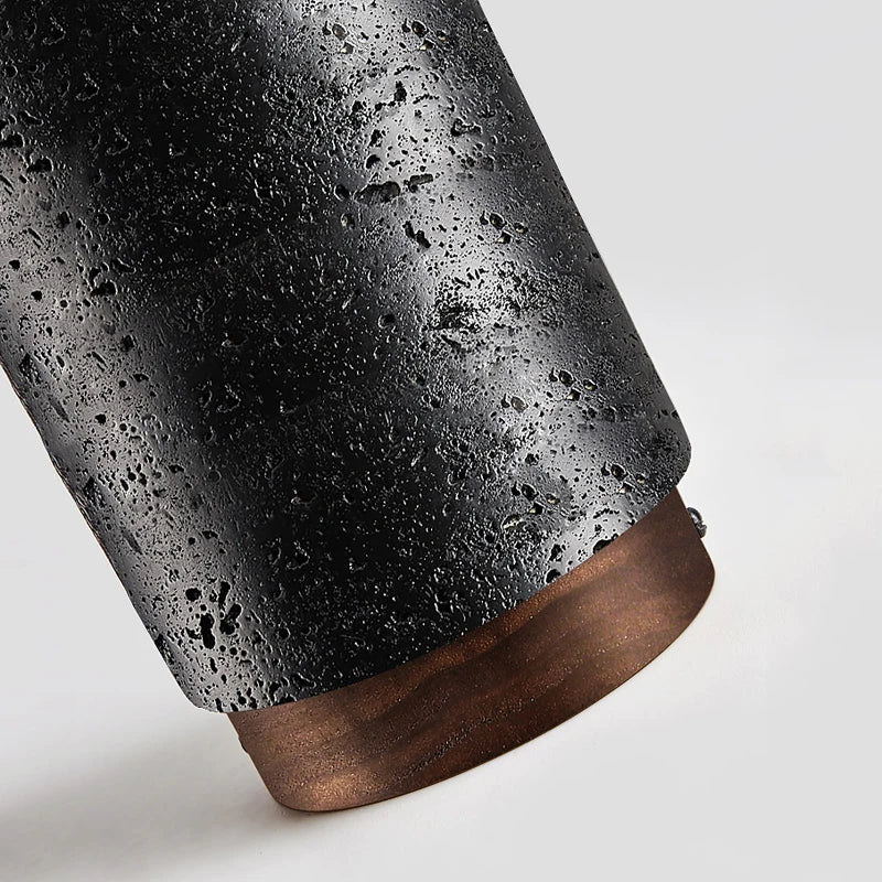 Lámpara de techo premium de diseño creativo de piedra natural negra para balcón, pasillo, escalera, iluminación LED, sala Wabi Sabi, restaurante