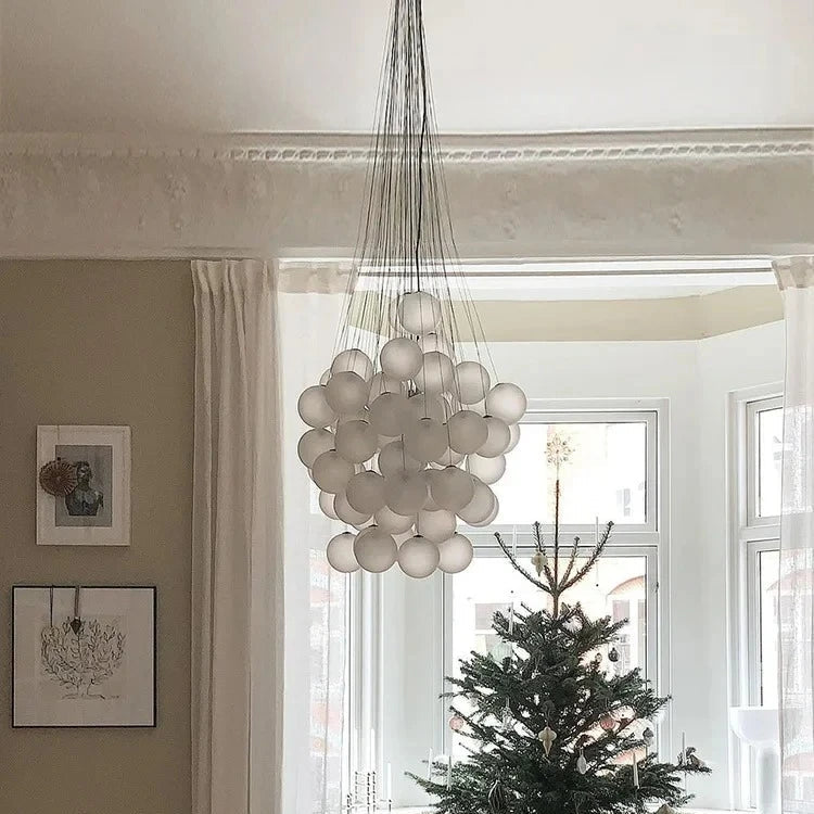 Lámpara nórdica de cristal con forma de globo, moderna, minimalista, para escalera, para sala de estar, comedor, decoración del hogar, luz colgante LED