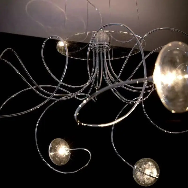 Lámparas minimalistas para sala de estar, candelabros nórdicos modernos, creatividad artística, iluminación con alambre de hierro curvado de formas especiales.