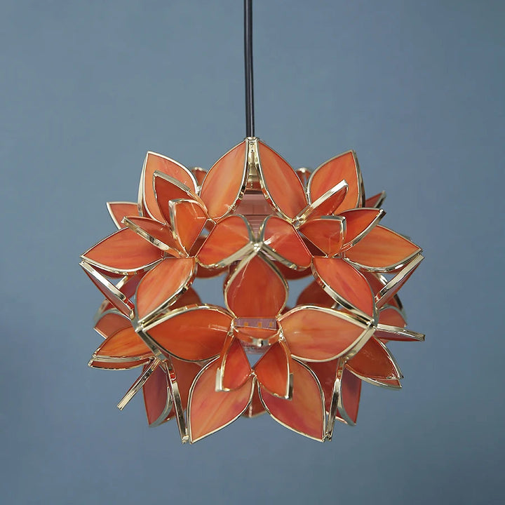 Lámpara colgante nórdica de cobre con forma de flor para dormitorio, comedor, sala de estar, luz colgante LED de cristal, luminaria para cocina, lámpara colgante, accesorios