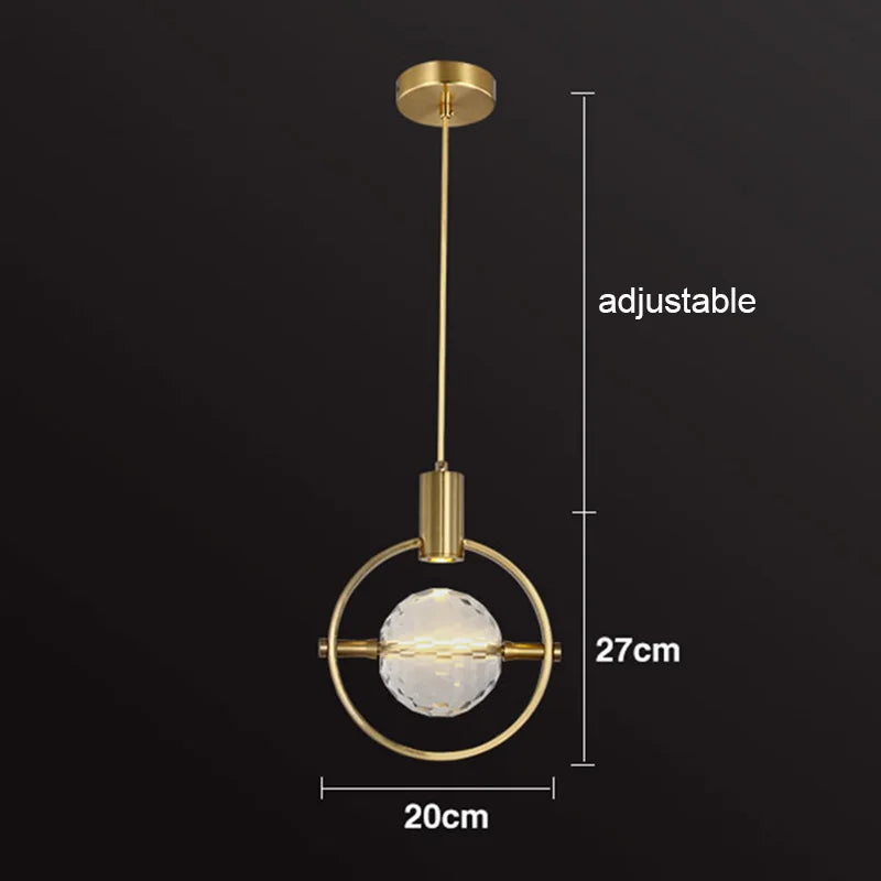 Lámpara colgante nórdica de lujo para dormitorio, mesita de noche, restaurante, bar, iluminación colgante, lámpara de araña pequeña con LED de cristal de diamante