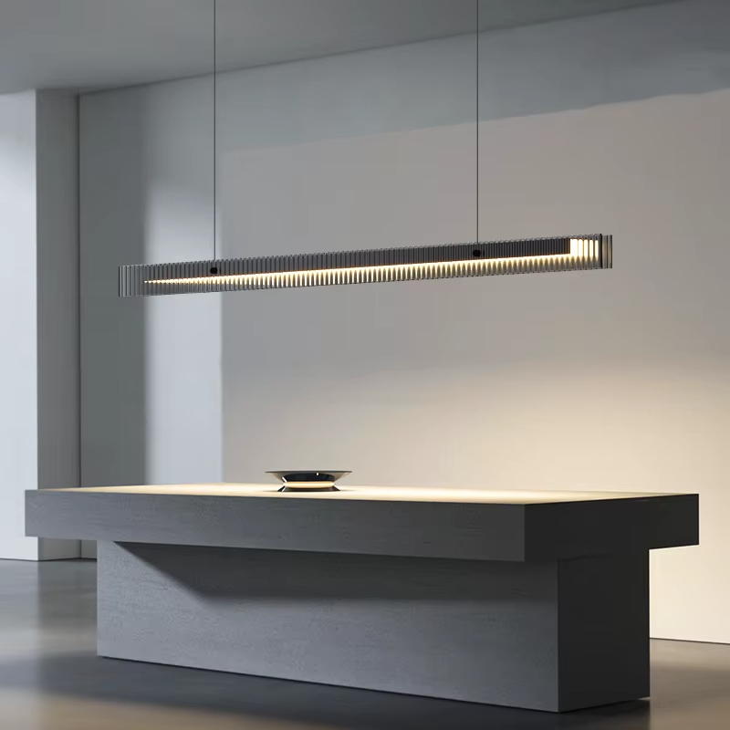 Suspension led horizontale en verre strié style contemporain