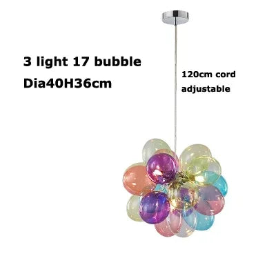 Lámpara de techo colgante con globos LED, coloridas bolas de cristal y burbujas, ideal para la decoración del hogar en sala de estar, dormitorio o cualquier espacio.