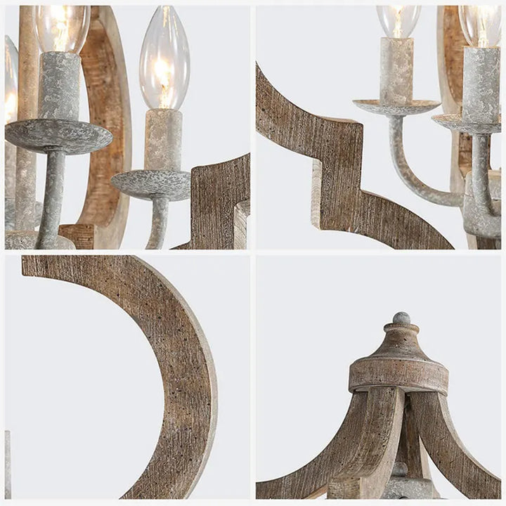 Lámparas colgantes de madera maciza estilo americano rural francés, creativas, para sala de estar, comedor, dormitorio, candelabro de hierro con personalidad