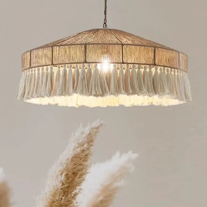 Lámpara colgante retro bohemia de cuerda de cáñamo nórdica, hecha a mano, para sala de estar, dormitorio, restaurante, decoración del hogar